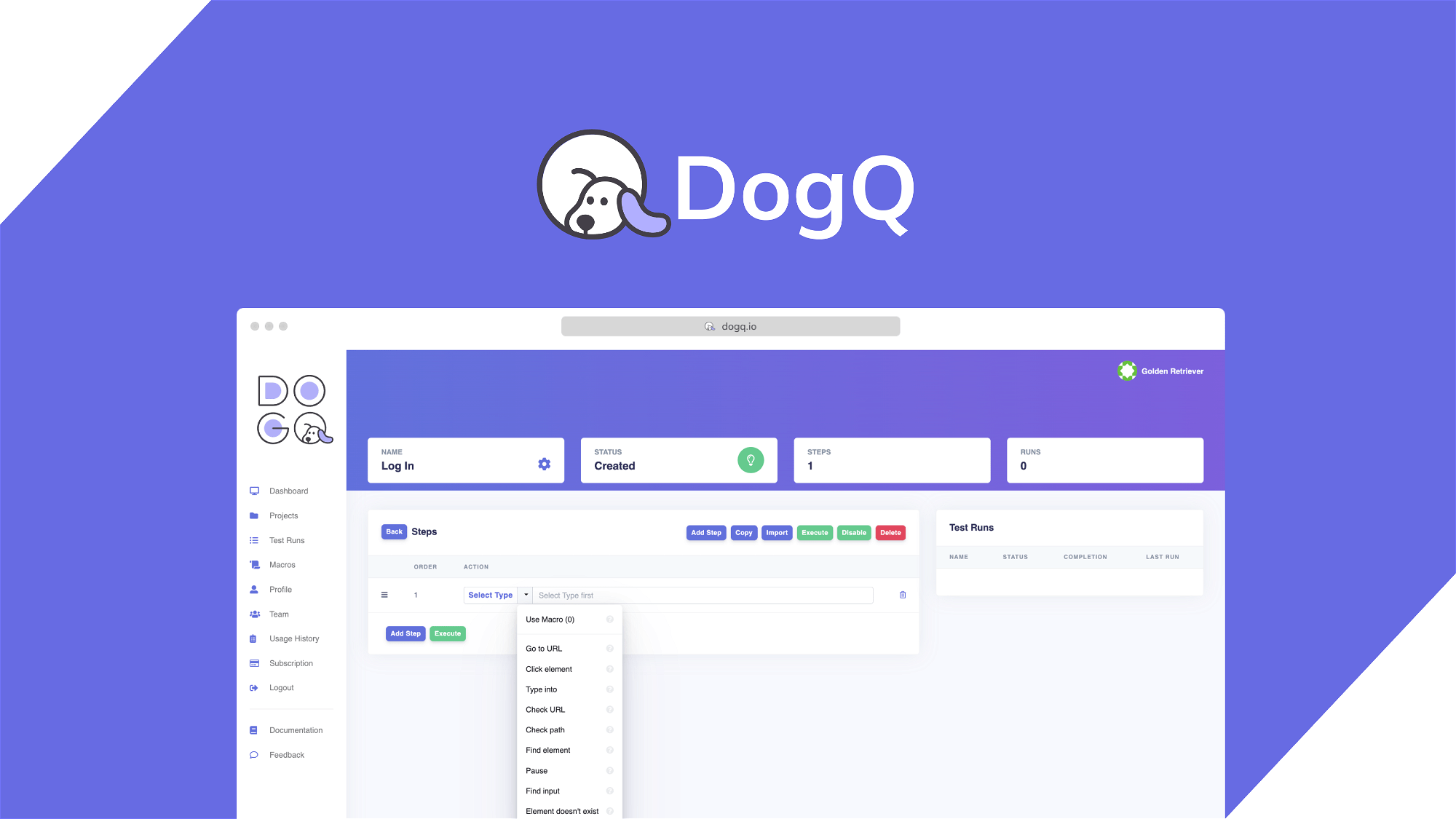 DogQ – Create automated tests to debug web apps